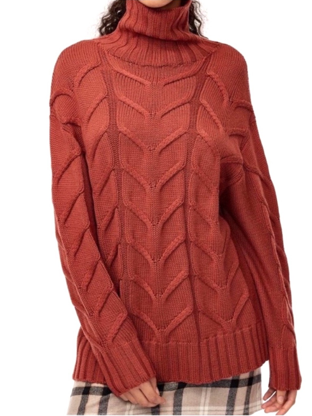 Wilfred | CHAMPEAUX Wool Cable Knit Sweater in Terracotta Brown